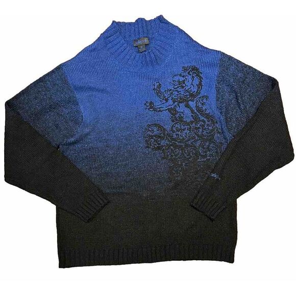 Pelle Pelle Mark Lion Sweater Hip Hop‎ Embroidered Jumper Ombré Streetwear 2XL
